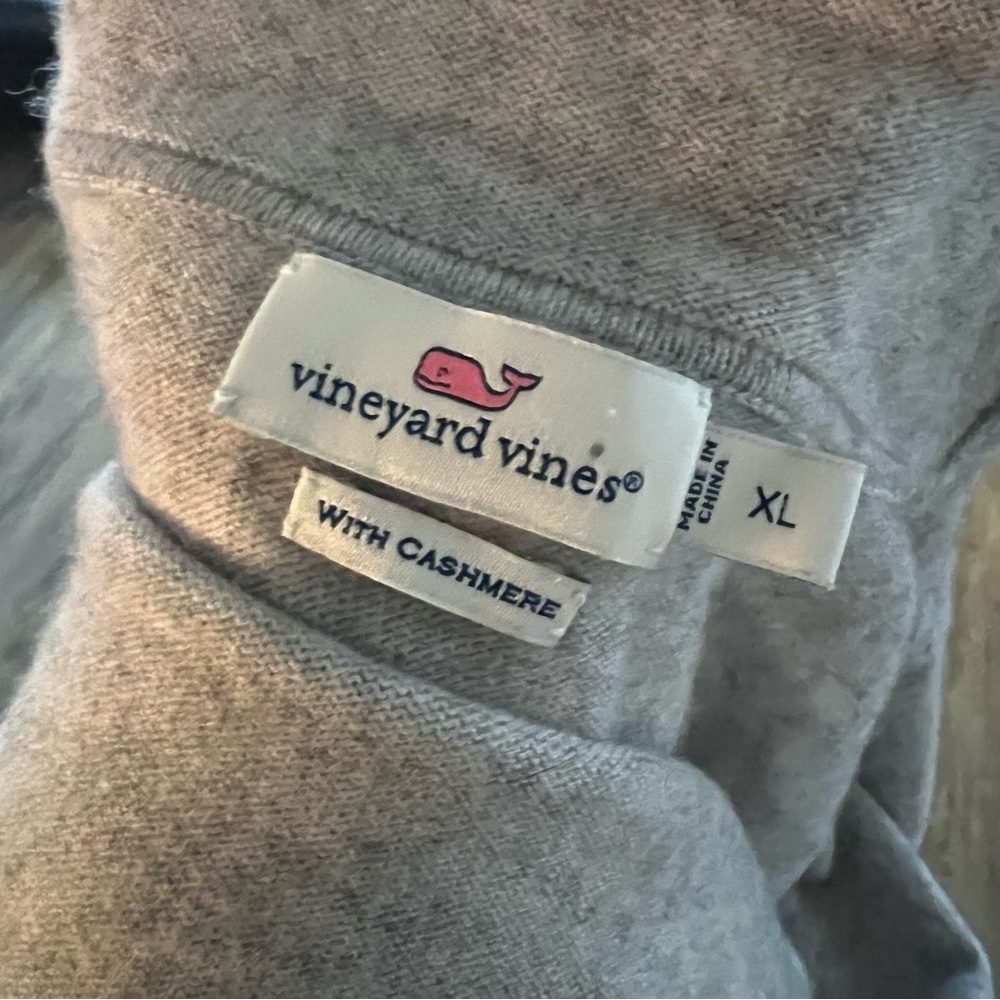 Vineyard Vines Cashmere and Wool Light Gray Cowl Neck Sweater - Picture 5 of 6
